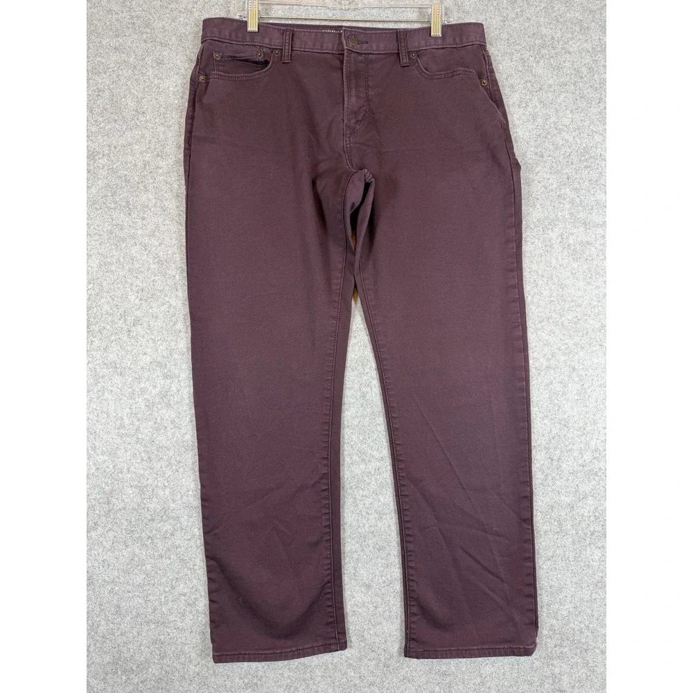 Banana Republic Travel Jeans Mens 35x30 Burgundy Excellent Slim Fit Pants